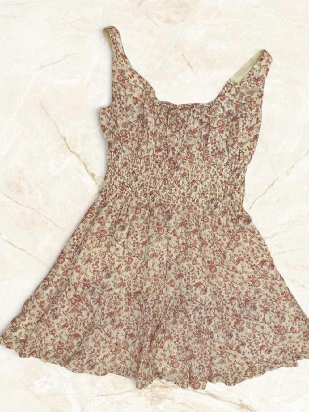 Abercrombie & Fitch Smocked Babydoll Tie Front Rose Floral Dress Size M NWT